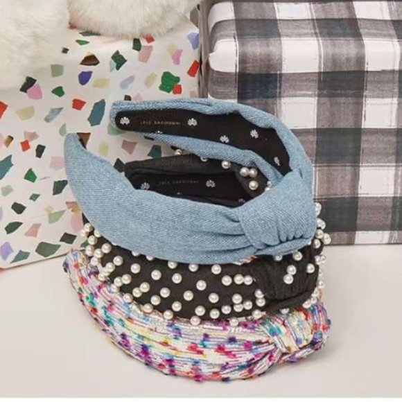 Lele Sadoughi Silver Metallic Confetti Knotted Headband